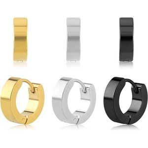 Men Hoop Earrings, 3 Pairs Hoop Earrings for Men Stainless Steel Mens Earrings